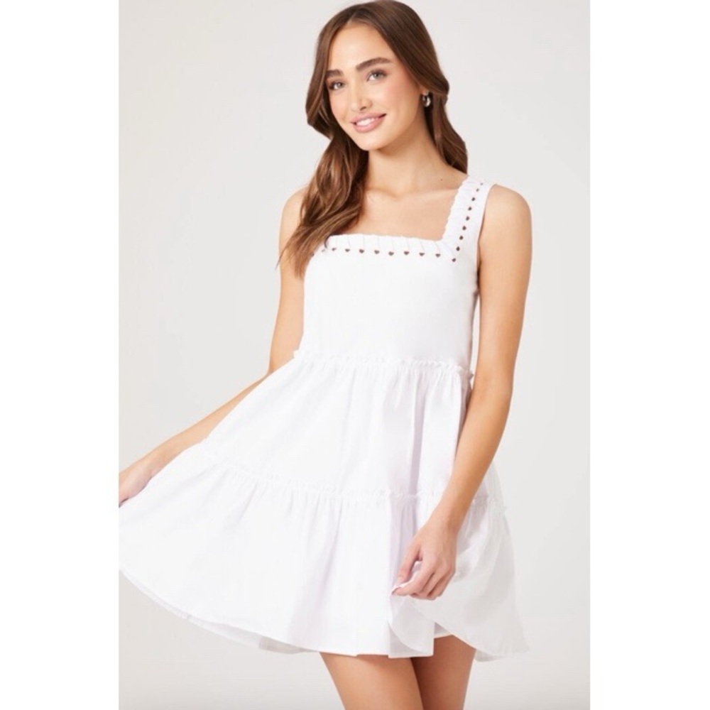 White Sleeveless Babydoll Dress- Size Medium